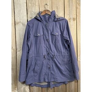 LL Bean Luna Womens LG Blue Weather Resistant Stretch Hooded Utility Jacket